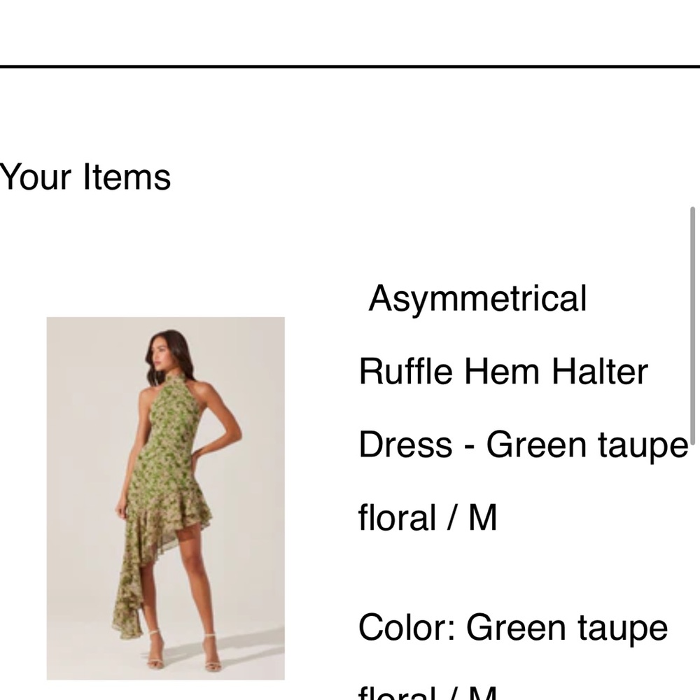 Astr Asymmetrical Halter Dress - Green Floral